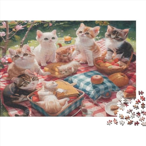 3D-Puzzle 300 Teile Für Erwachsene Cat Party 300-teiliges Puzzle Lernspiele Heimdekorationspuzzle 300pcs (40x28cm) von CPXSEMAZA