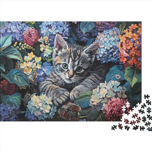 3D-Puzzle 300 Teile Für Erwachsene Cats and Flowers 300-teiliges Puzzle Lernspiele Heimdekorationspuzzle 300pcs (40x28cm) von CPXSEMAZA