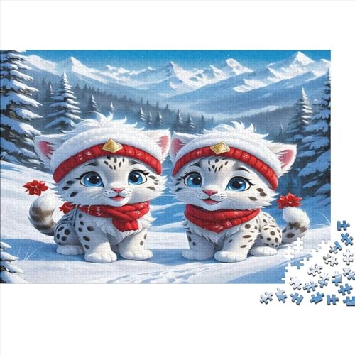 3D-Puzzle 300 Teile Für Erwachsene Cute Snow Leopard 300-teiliges Puzzle Lernspiele Heimdekorationspuzzle 300pcs (40x28cm) von CPXSEMAZA