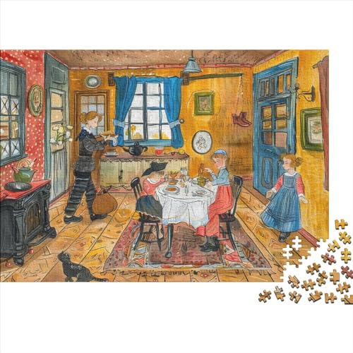 3D-Puzzle 300 Teile Für Erwachsene Family in Restaurant 300-teiliges Puzzle Lernspiele Heimdekorationspuzzle 300pcs (40x28cm) von CPXSEMAZA