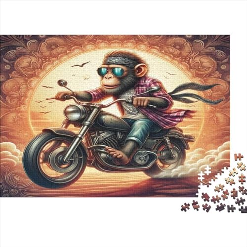 3D-Puzzle 300 Teile Für Erwachsene Monkey Riding A Motorcycle 300-teiliges Puzzle Lernspiele Heimdekorationspuzzle 300pcs (40x28cm) von CPXSEMAZA