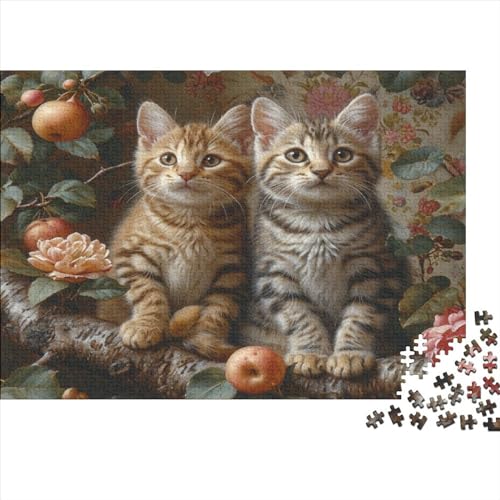 3D-Puzzle 300 Teile Für Erwachsene Two Cute Cats 300-teiliges Puzzle Lernspiele Heimdekorationspuzzle 300pcs (40x28cm) von CPXSEMAZA