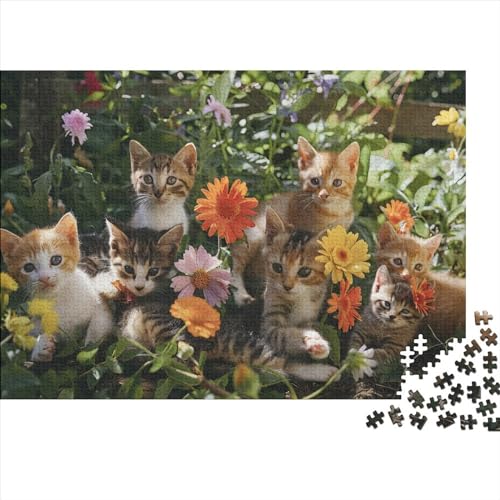 3D-Puzzle Für Erwachsene 300 Teile Cats and Flowers Geschenkideen Für Puzzles Für Erwachsene 300pcs (40x28cm) von CPXSEMAZA