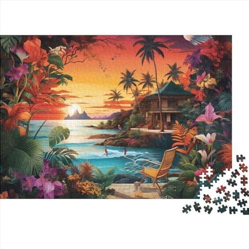 3D Tropical Resort Island Puzzles Für Erwachsene 300-teilige Puzzles Für Erwachsene Anspruchsvolles Spiel Ungelöstes Puzzle 300pcs (40x28cm) von CPXSEMAZA