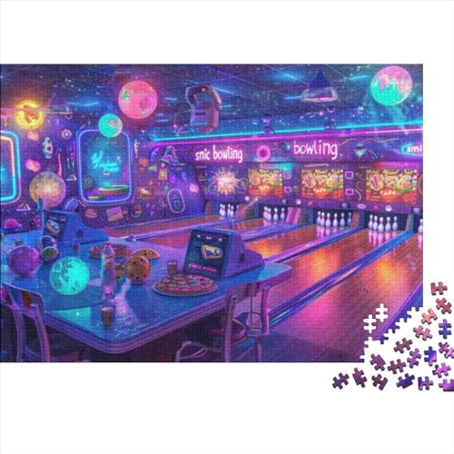 500 Teile Erwachsenenpuzzle Colorful Bowling Scene 500 Teile Holzpuzzle - Einzigartige, Ungewöhnliche Puzzles Mit Geformten Teilen 500pcs (52x38cm) von CPXSEMAZA