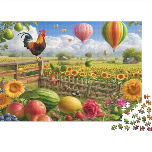 500 Teile Erwachsenenpuzzle Farm Rooster 500 Teile Holzpuzzle - Einzigartige, Ungewöhnliche Puzzles Mit Geformten Teilen 500pcs (52x38cm) von CPXSEMAZA