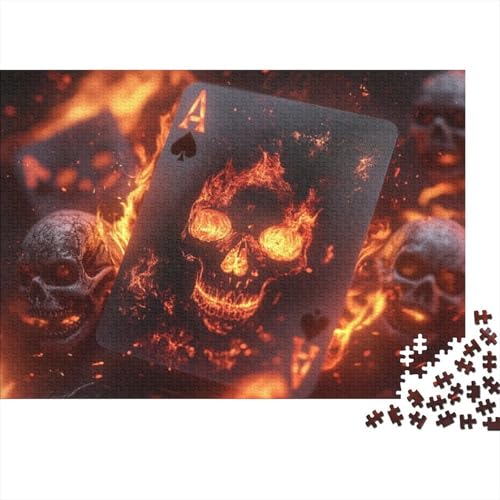 500 Teile Erwachsenenpuzzle Poker Skull 500 Teile Holzpuzzle - Einzigartige, Ungewöhnliche Puzzles Mit Geformten Teilen 500pcs (52x38cm) von CPXSEMAZA