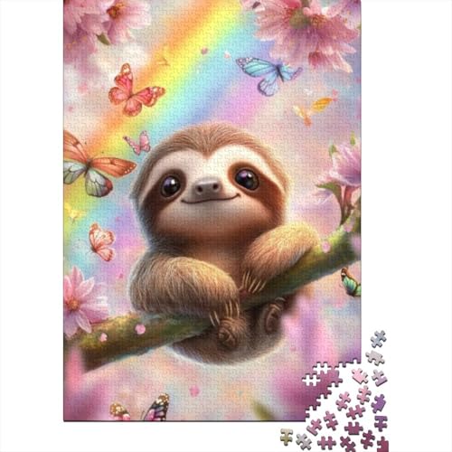 500-teilige Holzpuzzles Für Erwachsene Cute Sloth Puzzle Mit 500 Teilen, Herausfordernde Puzzles Für Erwachsene 500pcs (52x38cm) von CPXSEMAZA