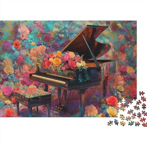 500-teilige Holzpuzzles Für Erwachsene Flowers Piano Puzzles 500 Teile Stressabbauende Puzzles 500pcs (52x38cm) von CPXSEMAZA