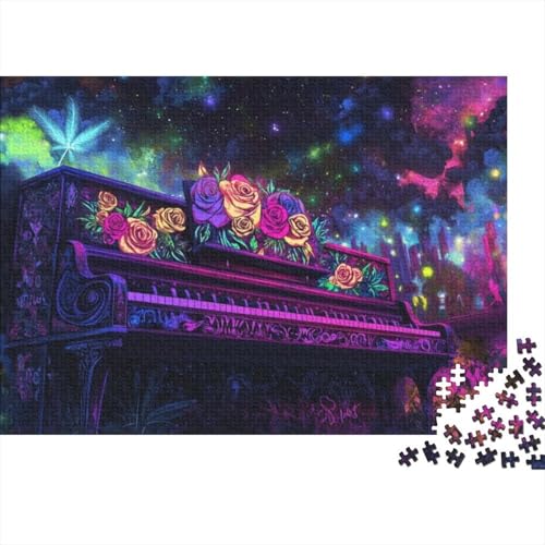 500-teilige Holzpuzzles Für Erwachsene Flowers Piano Puzzles 500 Teile Stressabbauende Puzzles 500pcs (52x38cm) von CPXSEMAZA