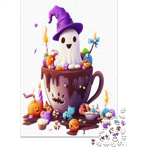 500-teilige Holzpuzzles Für Erwachsene Halloween Ghost Puzzles 500 Teile Stressabbauende Puzzles 500pcs (52x38cm) von CPXSEMAZA