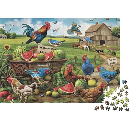 A Day on The Farm Jigsaw Puzzle Für Sohn/Kinder Familie Zusammen 1000 Schlafzimmer Dekoration Puzzles Erwachsene 1000 Stück Holz Puzzle Spiel Kinder Geschenk 1000pcs (75x50cm) von CPXSEMAZA