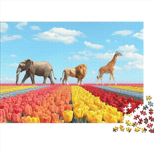 Animals and Flowers 500-teiliges Holzpuzzle Für Erwachsene, 500-teiliges Puzzle, Einzigartige Heimdekoration Und Geschenke, 500-teiliges Puzzle, Spielzeug Und Spiele 500pcs (52x38cm) von CPXSEMAZA