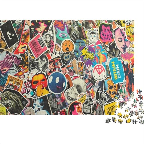 Art Sticker Theme 1000-teiliges Puzzle Für Erwachsene, Familie Oder Teenager, Puzzle-Spielzeug, Lernspiele, Stressabbau-Puzzles, Einzigartige Heimdekoration Und Geschenke 1000pcs (75x50cm) von CPXSEMAZA