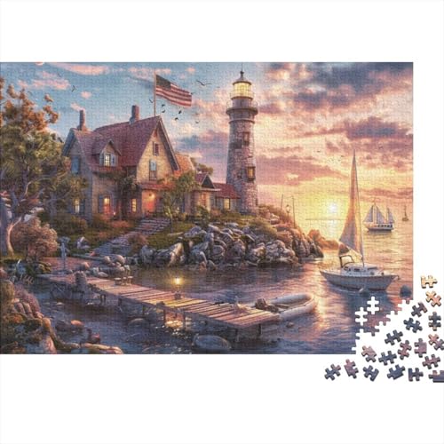 Beach House Jigsaw Puzzle Für Sohn/Kinder Familie Zusammen 500 Schlafzimmer Dekoration Puzzles Erwachsene 500 Stück Holz Puzzle Spiel Kinder Geschenk 500pcs (52x38cm) von CPXSEMAZA