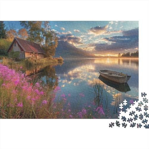 Boat in Lake 500-teilige Puzzles Für Erwachsene Puzzle 500 Teile Impossible Puzzle 500 Puzzles Für Erwachsene Für Erwachsene Und Kinder Ab 12 Jahren 500pcs (52x38cm) von CPXSEMAZA