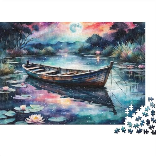 Boat in The Lake 1000 Jigsaw Puzzle Geburtstagsgeschenk Personalisierte Familie Puzzles 1000 Stück Holz Wandkunst Home Decor 1000pcs (75x50cm) von CPXSEMAZA