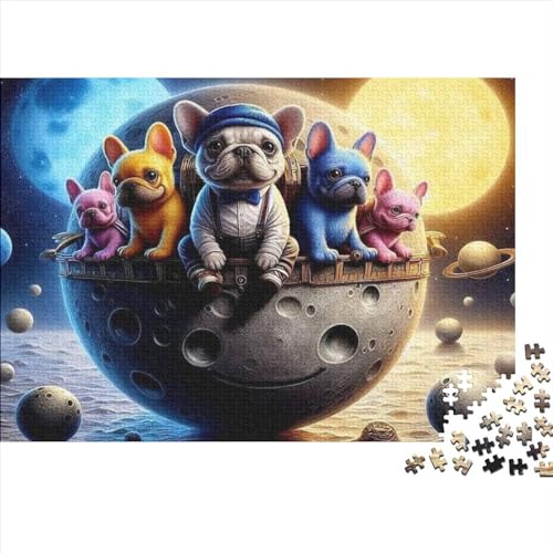 Bulldog Jigsaw Puzzle Für Sohn/Kinder Familie Zusammen 300 Schlafzimmer Dekoration Puzzles Erwachsene 300 Stück Holz Puzzle Spiel Kinder Geschenk 300pcs (40x28cm) von CPXSEMAZA