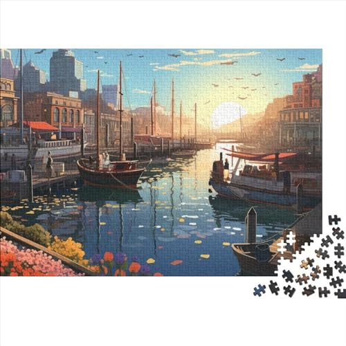 Busy Fishermen Jigsaw Puzzle Für Sohn/Kinder Familie Zusammen 300 Schlafzimmer Dekoration Puzzles Erwachsene 300 Stück Holz Puzzle Spiel Kinder Geschenk 300pcs (40x28cm) von CPXSEMAZA