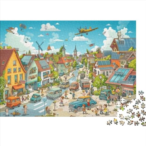 Busy Town 300 Teile Puzzle 300 Teiliges Puzzle Für Erwachsene Geschicklichkeitsspiel Für Die Ganze Familie Puzzle Farbenfrohes Erwachsenenpuzzle Ab 14 Jahren 300pcs (40x28cm) von CPXSEMAZA