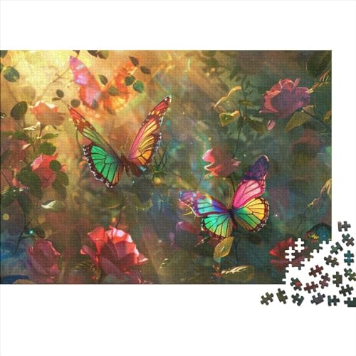 Butterflies and Roses Puzzle, 300 Teile Puzzle, Erwachsene Puzzle, Einzigartiges Puzzle, Familienpuzzle, Denkspiel 300pcs (40x28cm) von CPXSEMAZA