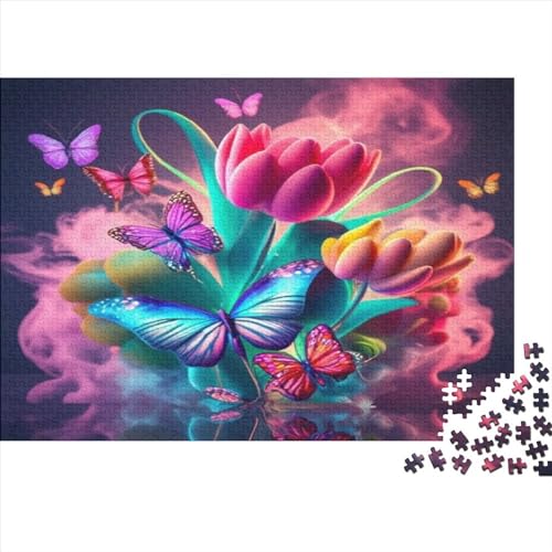 Butterfly-Flower 1000 Teile Holzpuzzle Für Erwachsene Puzzle 1000 Teile Heimdekorationspuzzle 1000 Puzzles Für Erwachsene Spielzeug Und Spiele 1000pcs (75x50cm) von CPXSEMAZA