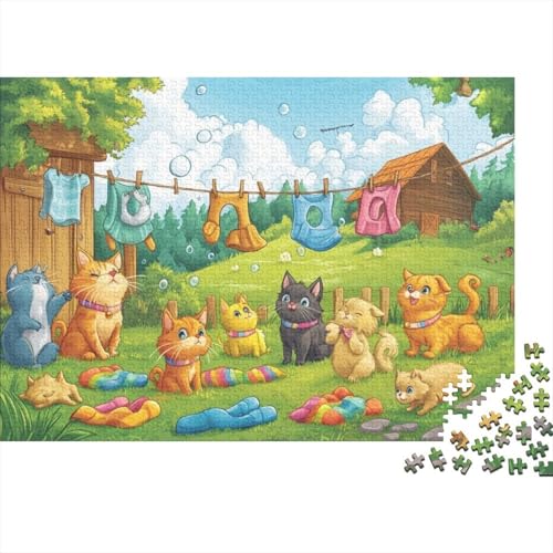 Cartoon Kitten Puzzle, 300 Teile Puzzle, Erwachsene Puzzle, Einzigartiges Puzzle, Familienpuzzle, Denkspiel 300pcs (40x28cm) von CPXSEMAZA