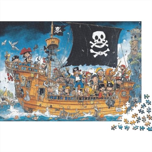 Cartoon Pirate Jigsaw Puzzle Für Sohn/Kinder Familie Zusammen 1000 Schlafzimmer Dekoration Puzzles Erwachsene 1000 Stück Holz Puzzle Spiel Kinder Geschenk 1000pcs (75x50cm) von CPXSEMAZA