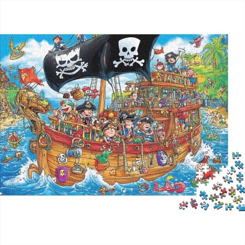 Cartoon Pirate Jigsaw Puzzle Für Sohn/Kinder Familie Zusammen 500 Schlafzimmer Dekoration Puzzles Erwachsene 500 Stück Holz Puzzle Spiel Kinder Geschenk 500pcs (52x38cm) von CPXSEMAZA