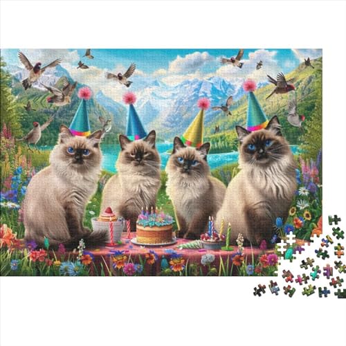 Cat Party Jigsaw Puzzle Für Sohn/Kinder Familie Zusammen 1000 Schlafzimmer Dekoration Puzzles Erwachsene 1000 Stück Holz Puzzle Spiel Kinder Geschenk 1000pcs (75x50cm) von CPXSEMAZA