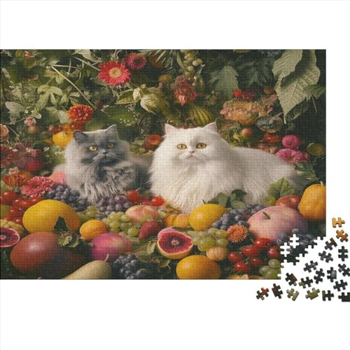 Cat in Fruit Jigsaw Puzzle Für Sohn/Kinder Familie Zusammen 300 Schlafzimmer Dekoration Puzzles Erwachsene 300 Stück Holz Puzzle Spiel Kinder Geschenk 300pcs (40x28cm) von CPXSEMAZA