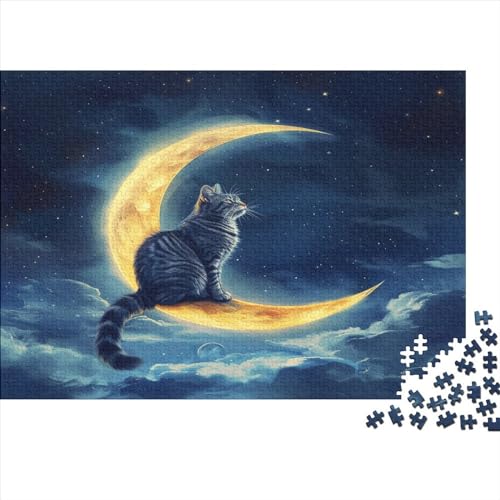 Cat on The Moon Puzzle, 1000 Teile Puzzle, Erwachsene Puzzle, Einzigartiges Puzzle, Familienpuzzle, Denkspiel 1000pcs (75x50cm) von CPXSEMAZA