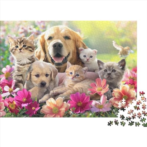 Cats and Dogs Jigsaw Puzzle Für Sohn/Kinder Familie Zusammen 500 Schlafzimmer Dekoration Puzzles Erwachsene 500 Stück Holz Puzzle Spiel Kinder Geschenk 500pcs (52x38cm) von CPXSEMAZA