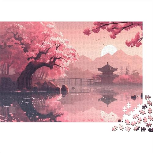 Cherry Blossom Landscape Jigsaw Puzzle Für Sohn/Kinder Familie Zusammen 300 Schlafzimmer Dekoration Puzzles Erwachsene 300 Stück Holz Puzzle Spiel Kinder Geschenk 300pcs (40x28cm) von CPXSEMAZA