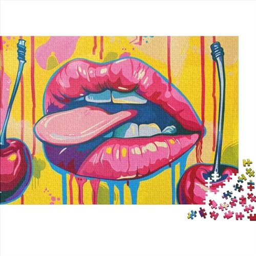 Cherry Mouth Puzzle, 300 Teile Puzzle, Erwachsene Puzzle, Einzigartiges Puzzle, Familienpuzzle, Denkspiel 300pcs (40x28cm) von CPXSEMAZA