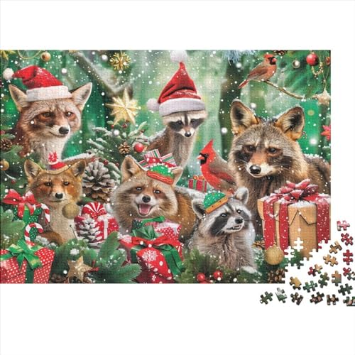 Christmas Animals Jigsaw Puzzle Für Sohn/Kinder Familie Zusammen 1000 Schlafzimmer Dekoration Puzzles Erwachsene 1000 Stück Holz Puzzle Spiel Kinder Geschenk 1000pcs (75x50cm) von CPXSEMAZA