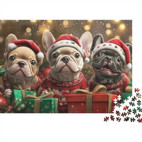 Christmas Puppy Puzzle 1000 Teile Für Erwachsene Puzzles Für Erwachsene 1000-teiliges Puzzle Lernspiele French Bulldog Heimdekorationspuzzle 1000pcs (75x50cm) von CPXSEMAZA