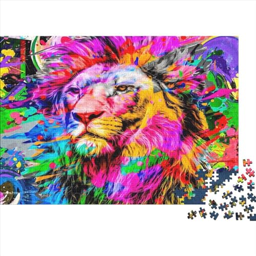 Colored Lion Ungelöstes 3D-Puzzle Mit 500 Teilen Für Erwachsene Und Jugendliche Ab 12 Jahren 500pcs (52x38cm) von CPXSEMAZA