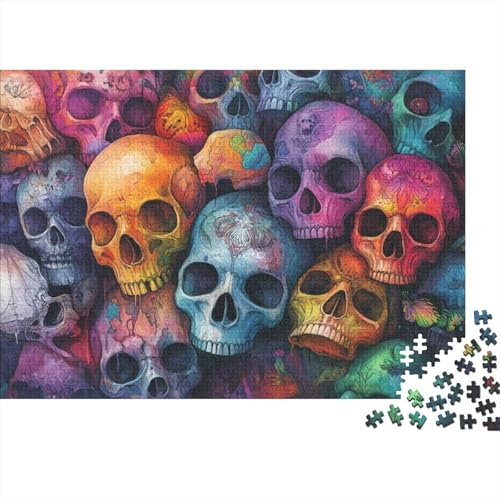 Colored Skull Jigsaw Puzzle Für Sohn/Kinder Familie Zusammen 300 Schlafzimmer Dekoration Puzzles Erwachsene 300 Stück Holz Puzzle Spiel Kinder Geschenk 300pcs (40x28cm) von CPXSEMAZA