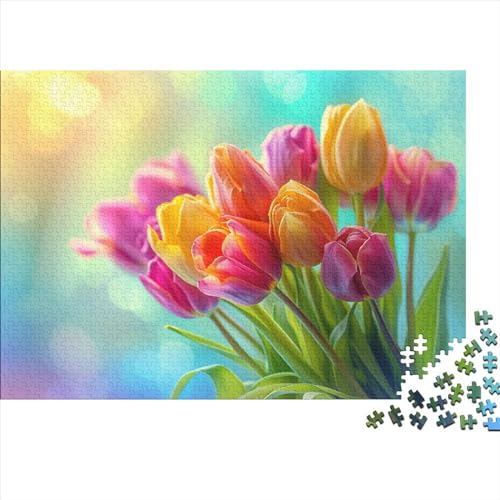 Colored Tulips Puzzles 300 Teile Für Erwachsene Puzzles Für Erwachsene 300 Teile Puzzle Lernspiele Heimdekoration Puzzle 300pcs (40x28cm) von CPXSEMAZA