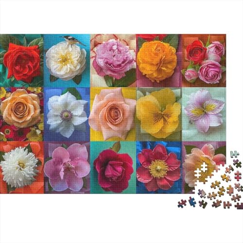 Colorful Flowers Jigsaw Puzzle Für Sohn/Kinder Familie Zusammen 300 Schlafzimmer Dekoration Puzzles Erwachsene 300 Stück Holz Puzzle Spiel Kinder Geschenk 300pcs (40x28cm) von CPXSEMAZA