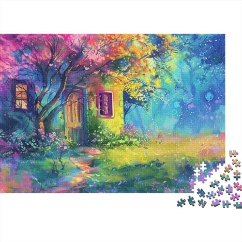 Colorful Wooden House Puzzle, 300 Teile Puzzle, Erwachsene Puzzle, Einzigartiges Puzzle, Familienpuzzle, Denkspiel 300pcs (40x28cm) von CPXSEMAZA