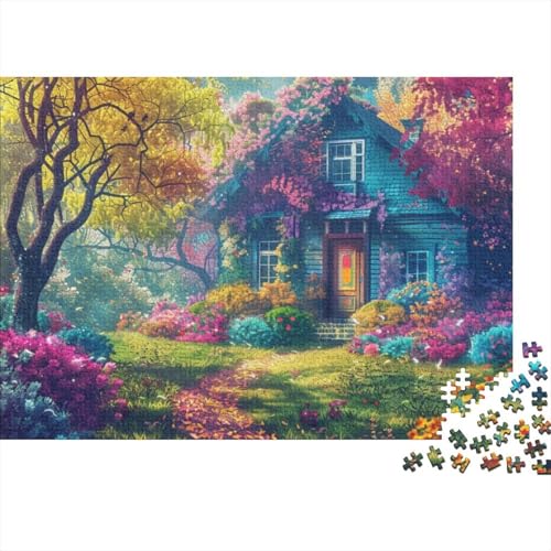 Colorful Wooden House Puzzle, 500 Teile Puzzle, Erwachsene Puzzle, Einzigartiges Puzzle, Familienpuzzle, Denkspiel 500pcs (52x38cm) von CPXSEMAZA