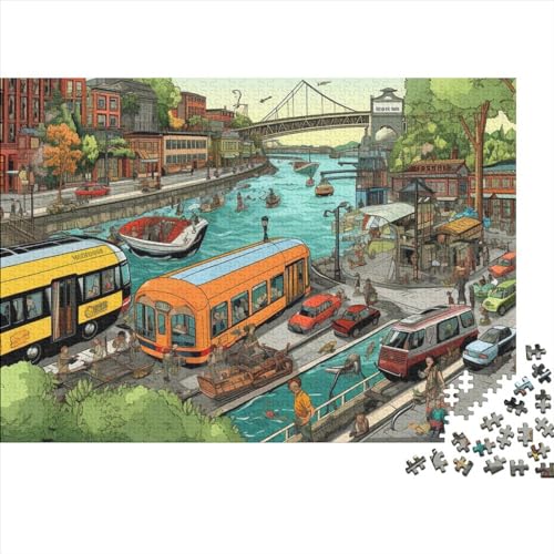 Comic Book Style City 1000 Teile Holzpuzzle Für Erwachsene Puzzle 1000 Teile Heimdekorationspuzzle 1000 Puzzles Für Erwachsene Spielzeug Und Spiele 1000pcs (75x50cm) von CPXSEMAZA