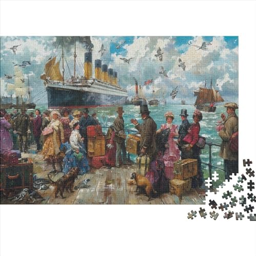 Cruise Ship Crowded Pier Puzzle, 500 Teile Puzzle, Erwachsene Puzzle, Einzigartiges Puzzle, Familienpuzzle, Denkspiel 500pcs (52x38cm) von CPXSEMAZA