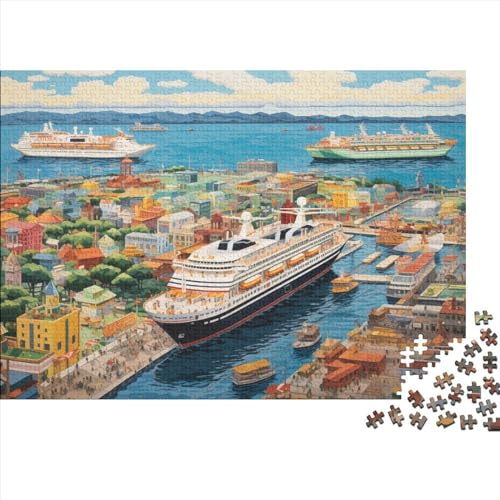 Cruise Ship in The Canal Jigsaw Puzzle Für Sohn/Kinder Familie Zusammen 500 Schlafzimmer Dekoration Puzzles Erwachsene 500 Stück Holz Puzzle Spiel Kinder Geschenk 500pcs (52x38cm) von CPXSEMAZA