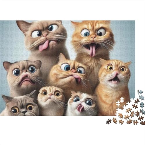 Cute Cat Jigsaw Puzzle Für Sohn/Kinder Familie Zusammen 500 Schlafzimmer Dekoration Puzzles Erwachsene 500 Stück Holz Puzzle Spiel Kinder Geschenk 500pcs (52x38cm) von CPXSEMAZA