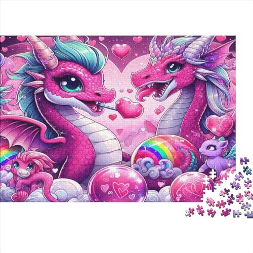 Cute Dragon 500-teiliges Holzpuzzle Für Erwachsene, 500-teiliges Puzzle, Einzigartige Heimdekoration Und Geschenke, 500-teiliges Puzzle, Spielzeug Und Spiele 500pcs (52x38cm) von CPXSEMAZA