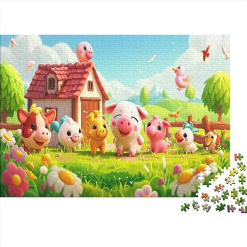 Cute Farm Animals Puzzle, 1000 Teile Puzzle, Erwachsene Puzzle, Einzigartiges Puzzle, Familienpuzzle, Denkspiel 1000pcs (75x50cm) von CPXSEMAZA