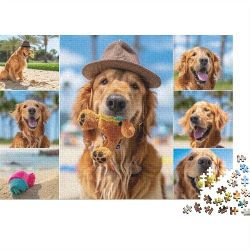 Cute Golden Retriever Dogs 1000 Stück Puzzle - 1000 Puzzles Für Erwachsene Spiel Spielzeug Geschenk 1000pcs (75x50cm) von CPXSEMAZA